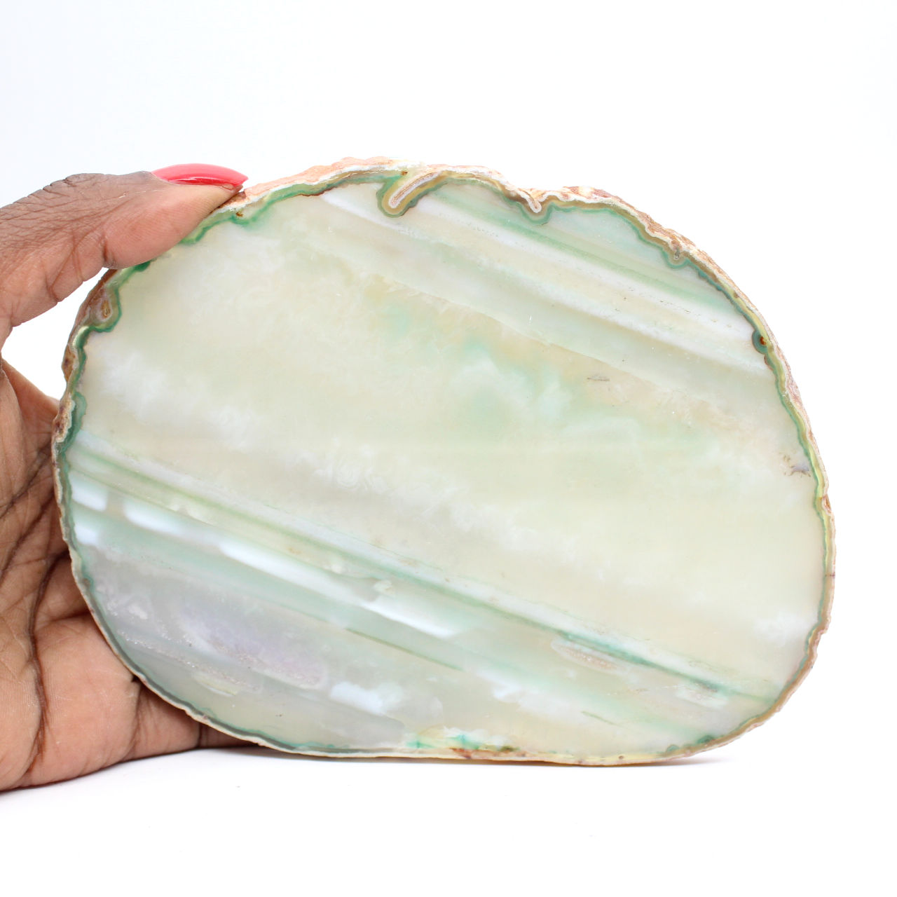 Fatia de ágata natural com tonalidade verde – Brasil 240 g